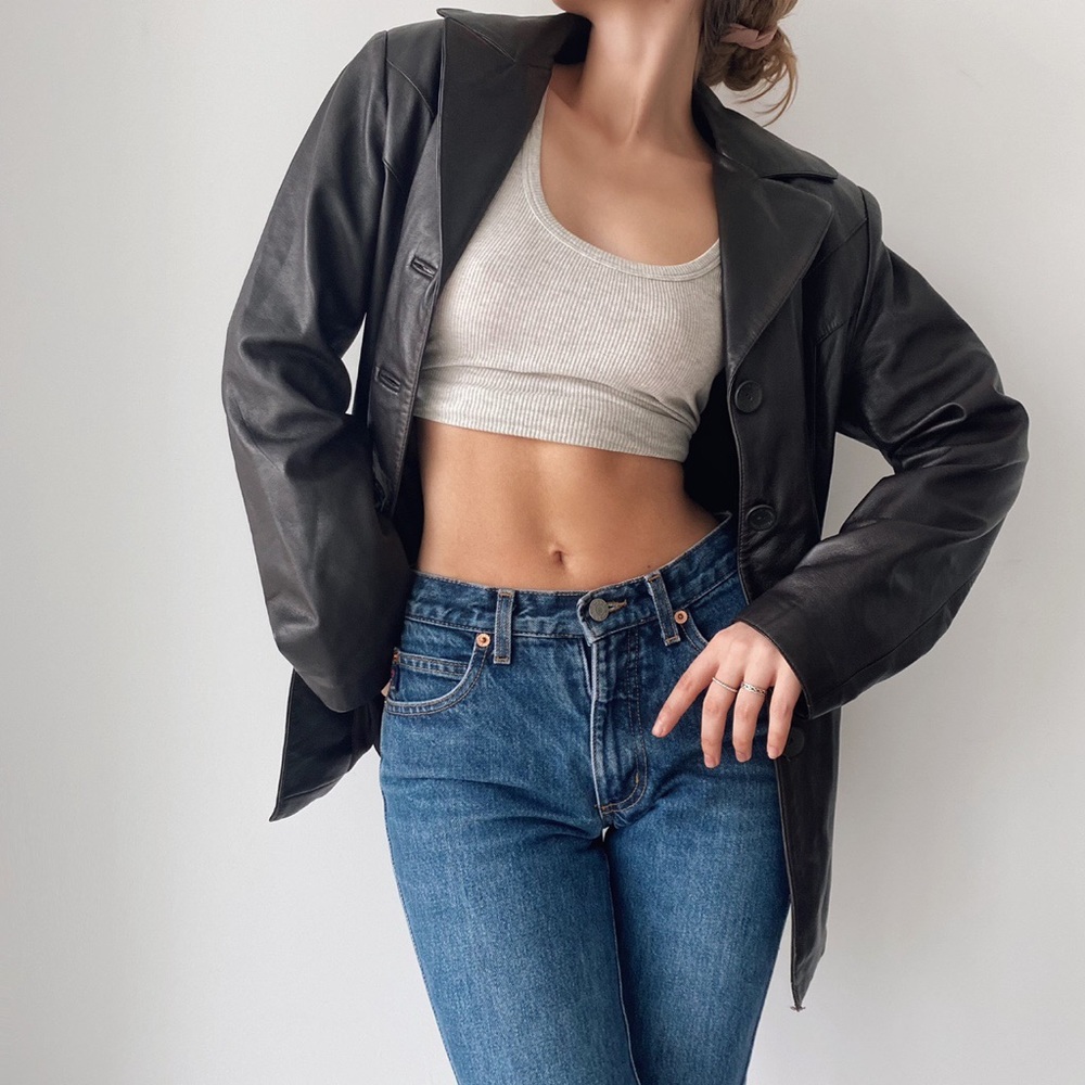 Vtg Deep Brown Leather Jacket